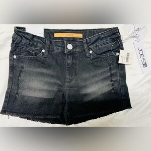 NWT Girls size 8 Joes The Markie Mid Rise black wash fringe cut off jean shorts
